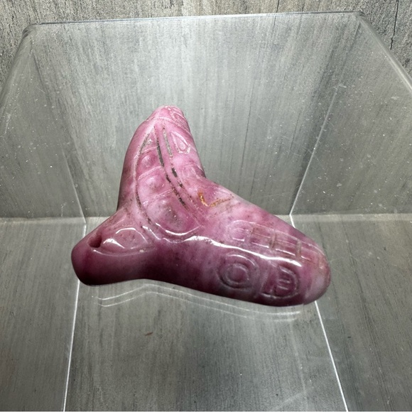 Rhodonite Whale Tail Crystal Stone Pendant Necklace - Picture 4 of 7